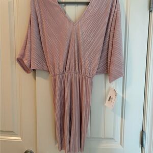 NanaMacs Mauve Pleated V-Neck Short Sleeve Romper